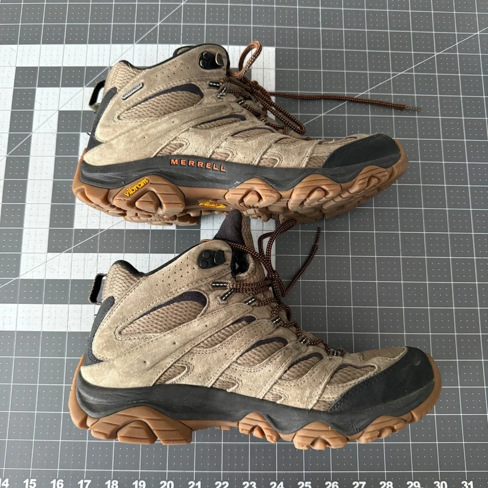 Merrell Moab 3 Mid Waterproof Mens Hiking Boots Brown Vibram J036549 Size 10.5